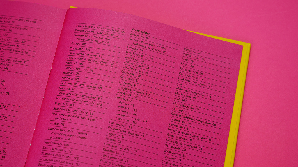 Magenta coloured index page