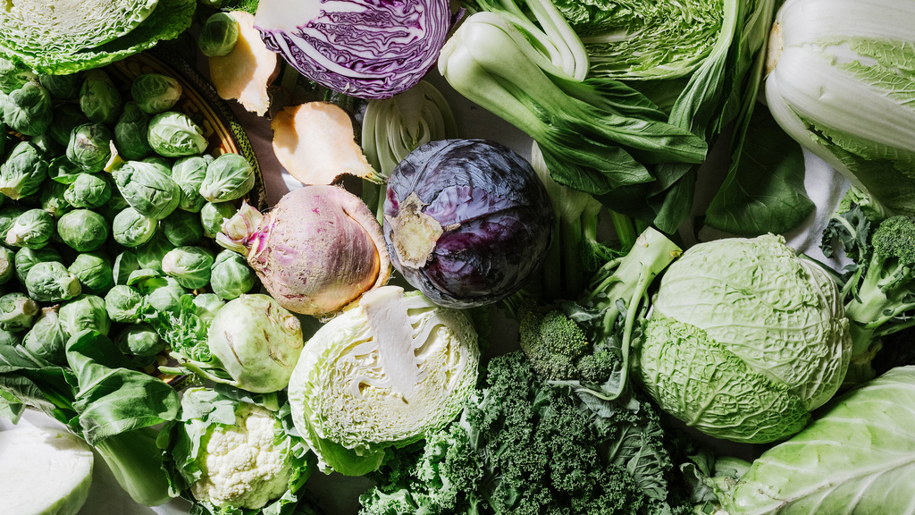 Picture filled with different types of cabbage